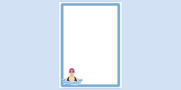 FREE! - Simple Blank Swimming Swimmer Cap Goggles Page Border