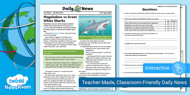 Interactive PDF: Daily NewsRoom Article - Megalodons vs Great