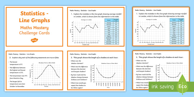 Year 5 Maths Mastery Statistics Line Graphs Challenge Cards