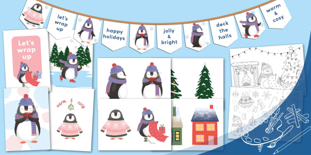 Keep Them Happy Christmas Penguin Polar Bear Stickers or for your