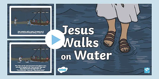 jesus walks on water clipart for kids