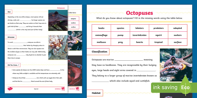 octopuses-cloze-worksheet-twinkl