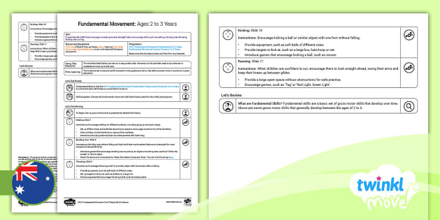 Fundamental Movement Adult Guidance 2 To 3 Years - Twinkl