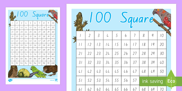 NZ Animals Themed 100 Number Square (teacher made) - Twinkl