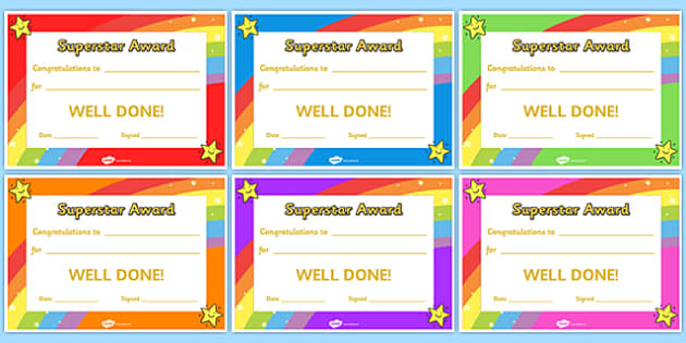 Superstar Certificates - Primary Resources (teacher made)