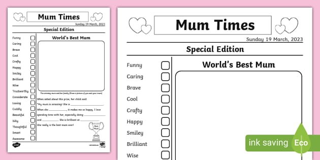 Mother's Day Newspaper Card Template (teacher made) - Twinkl