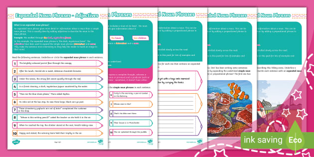 Expanded Noun Phrases Worksheets Printable