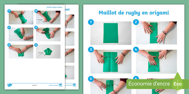 Maillot de rugby en origami (teacher made) - Twinkl
