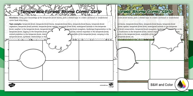 Temperate Forest Biome Comic Strip Activity for 6th-8th Grade