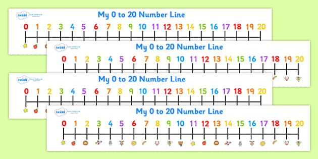 numbers 0 20 on a number line counting numberline 0 20 n