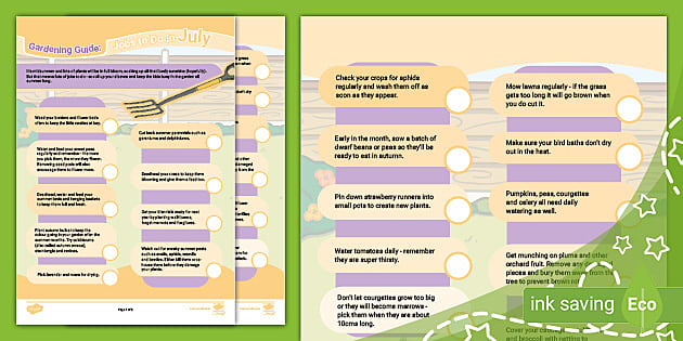 Gardening Guide: Jobs to Do in July (teacher made) - Twinkl