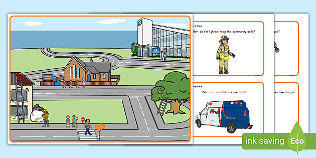 FREE Community Helpers Scene and Question Cards