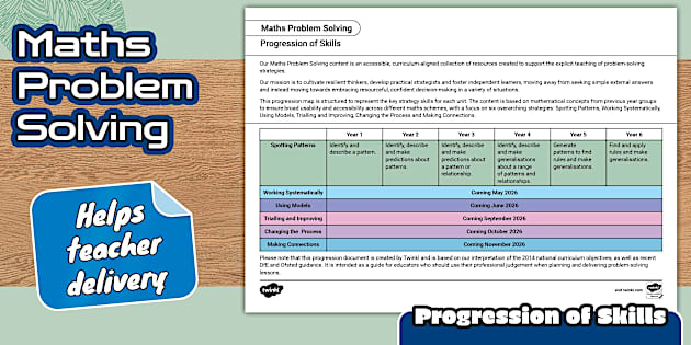 👉 Maths Problem Solving Skills Progression