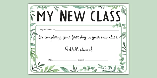Botanical-Themed My New Class Certificates (teacher made)