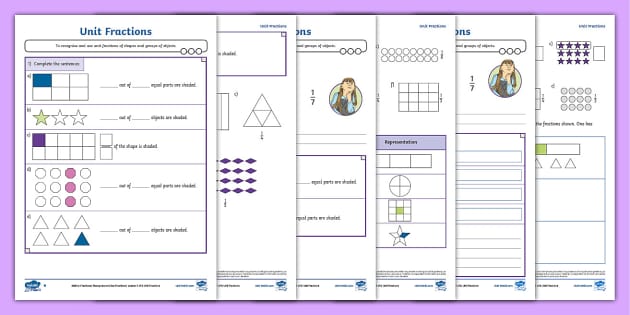 Unit Fractions Maths Activity Sheets