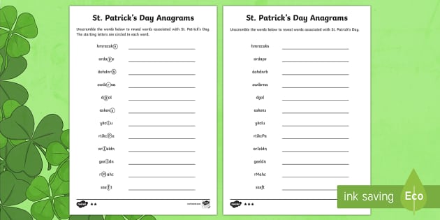 anagrams generator for st patrick day