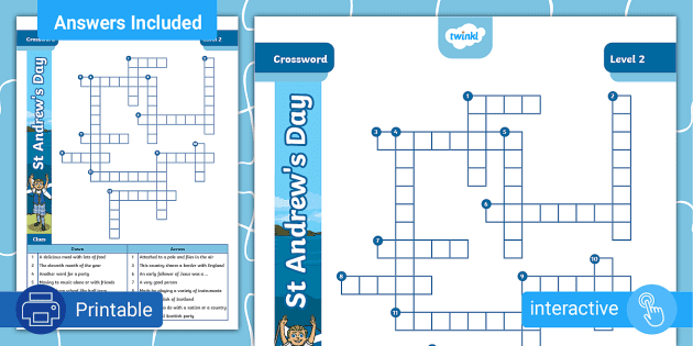 st andrew s day crossword puzzle l2 twinkl puzzles
