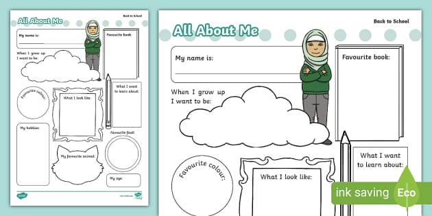 Back to School All About Me Worksheet K-1 Resources pic