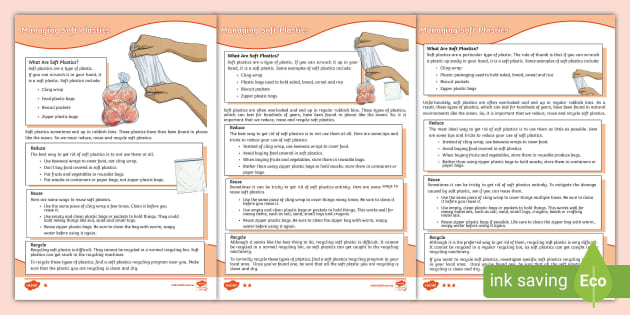 Managing Soft Plastics Differentiated Fact File - Twinkl