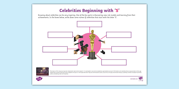Celebrities That Start with ‘S’ Activity Sheet - Twinkl