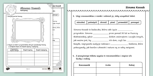 Równania Klasa 7 Karta Pracy Simona Kossak | Karta pracy | Pionierki (Lehrer gemacht)