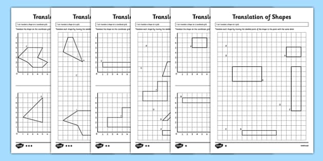 Translating Shapes Worksheets | KS2 Translation Worksheets