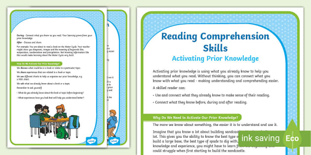 Reading Comprehension Skills: Activating Prior Knowledge Poster (Year 3-4)