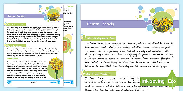 National Volunteer Week - Cancer Society Fact File - Twinkl