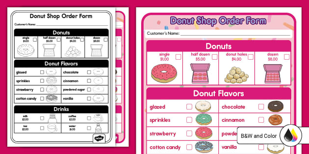 Donut Order Form Template 3702