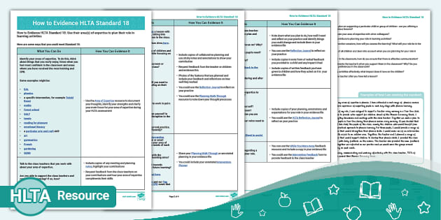 How to Evidence HLTA Standard 18 (teacher made) - Twinkl