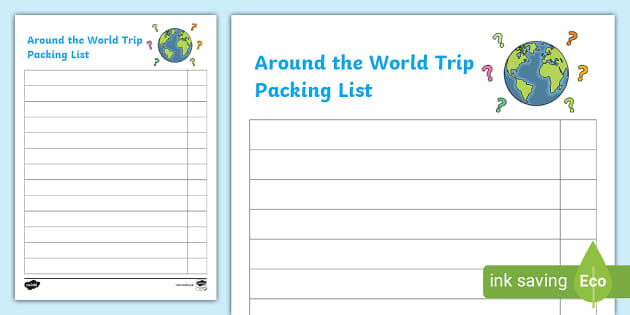 world trip packing list