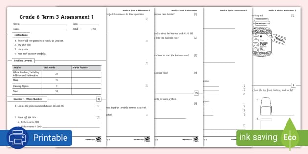 mathematics grade 6 term 3 assignment