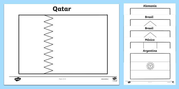 Banderas para colorear: Mundial de Fútbol Qatar 2022