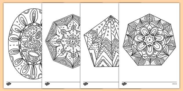mindfulness colouring 2d shapes
