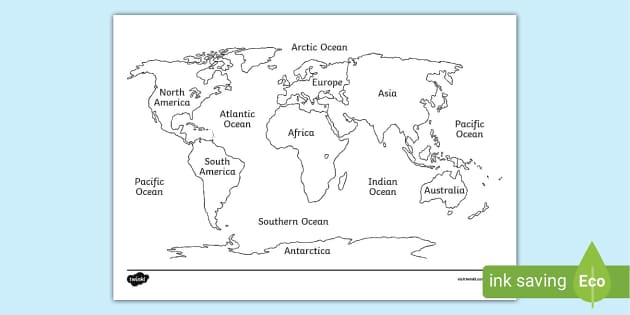 World Map Labelled - Printable Resources (teacher made)