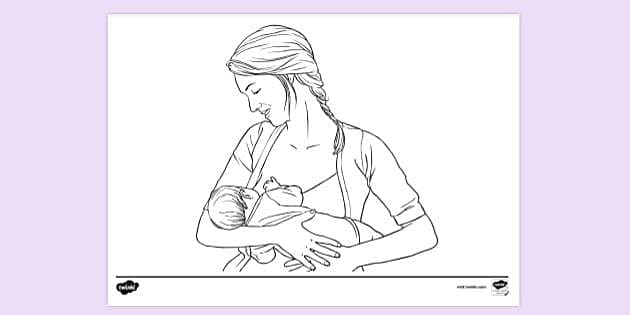 Breast Feeding Line Drawing Print /mother and Baby - Etsy