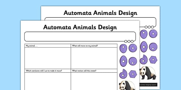 Automata Animals - Automata Animals Design Worksheet / Worksheet