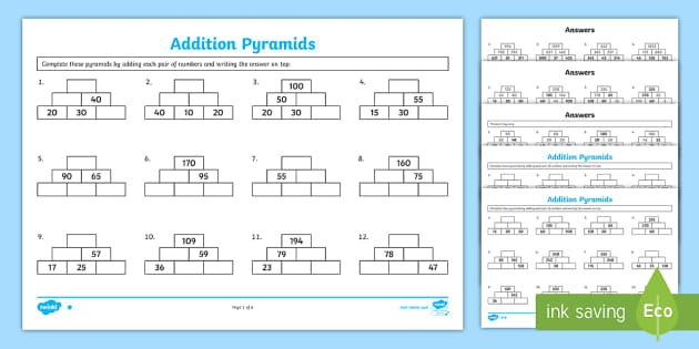 worksheet number pyramids pyramids, Addition addition  Worksheet  addition Pyramids