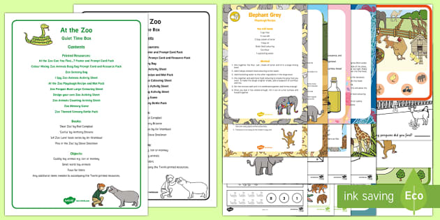 At the Zoo Quiet Time Box (teacher made) - Twinkl