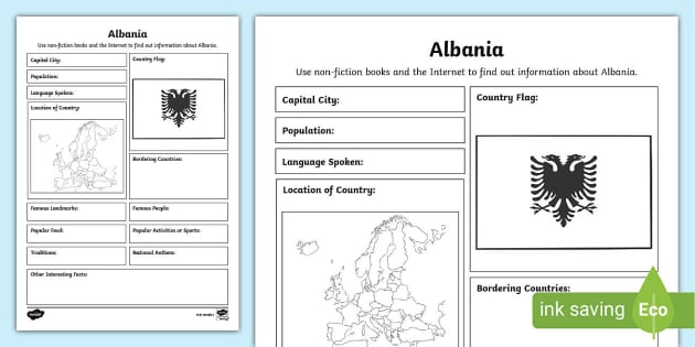 Albania Fact File Writing Template Teacher Made Twinkl