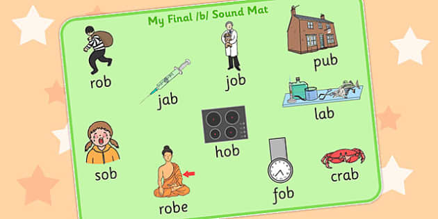 Final B Sound Word Mat 2 (teacher Made) - Twinkl