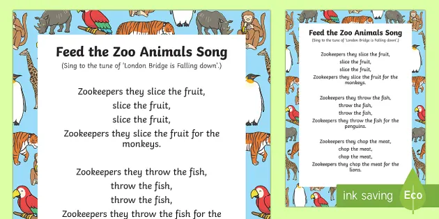 Feed the Zoo Animals Song (teacher made) - Twinkl