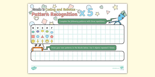 Grade 1 Coding Pattern Recognition Fives (teacher made)