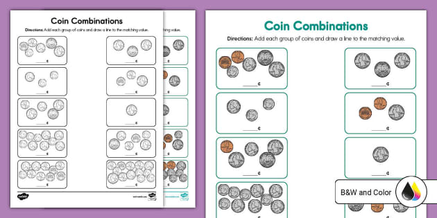 Printable Second Grade Coin Problems Worksheet Twinkl USA