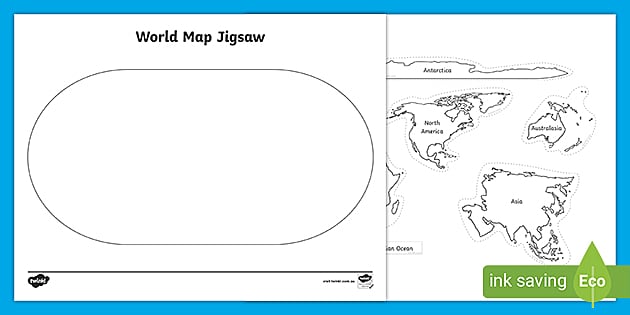 Labelled Printable World Map  World Geography Map - Twinkl