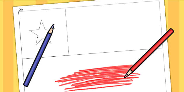 Chile A4 Colouring Flag (teacher made) - Twinkl