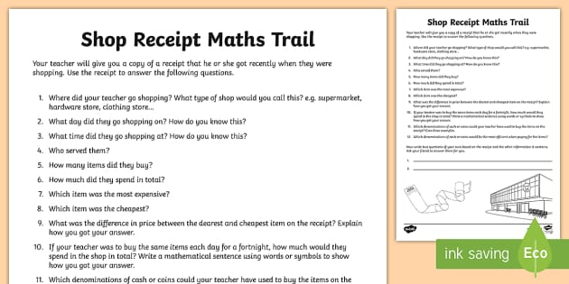 Maths trail questions | Worksheet | Easy to print - Twinkl