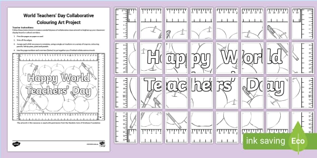 World Teachers #39 Day Collaborative Colouring Art Project