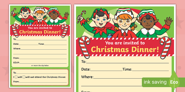 christmas dinner party invitation templates