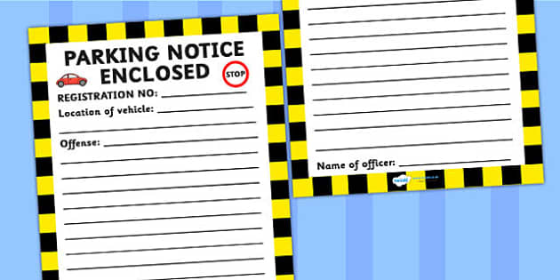 blank parking ticket template